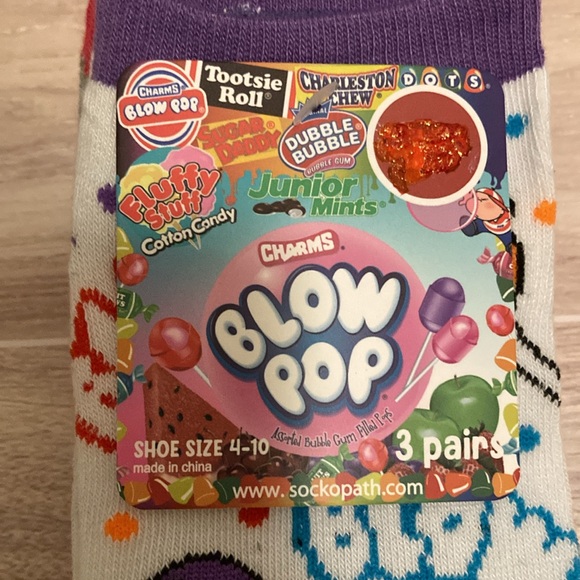 Charms Blow Pop Bubble Gum Candy Sucker Lollipop Ankle Socks Bundle Set - Picture 14 of 15